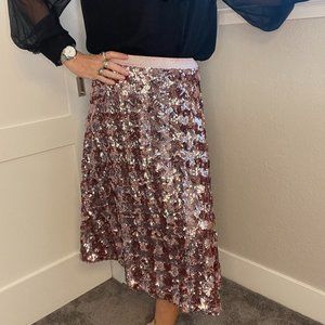 Anthropologie Pink Sequin skirt